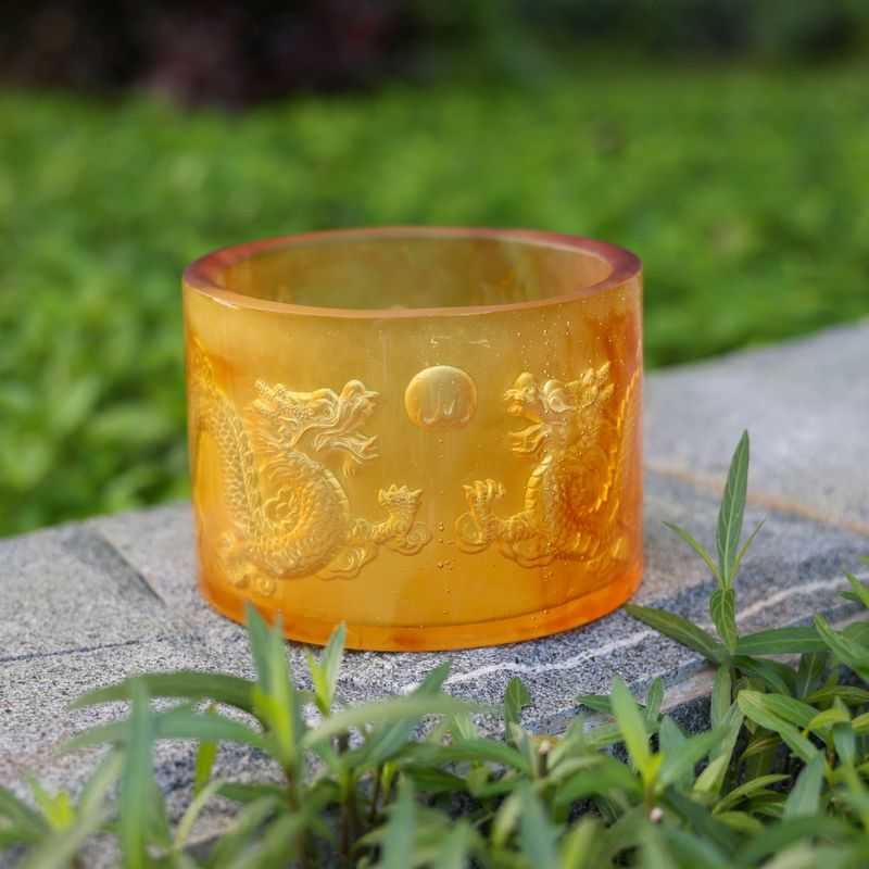 琉璃大号聚宝盆琉璃工艺品家居摆件收纳罐双龙琉璃摆件锤纹全手工