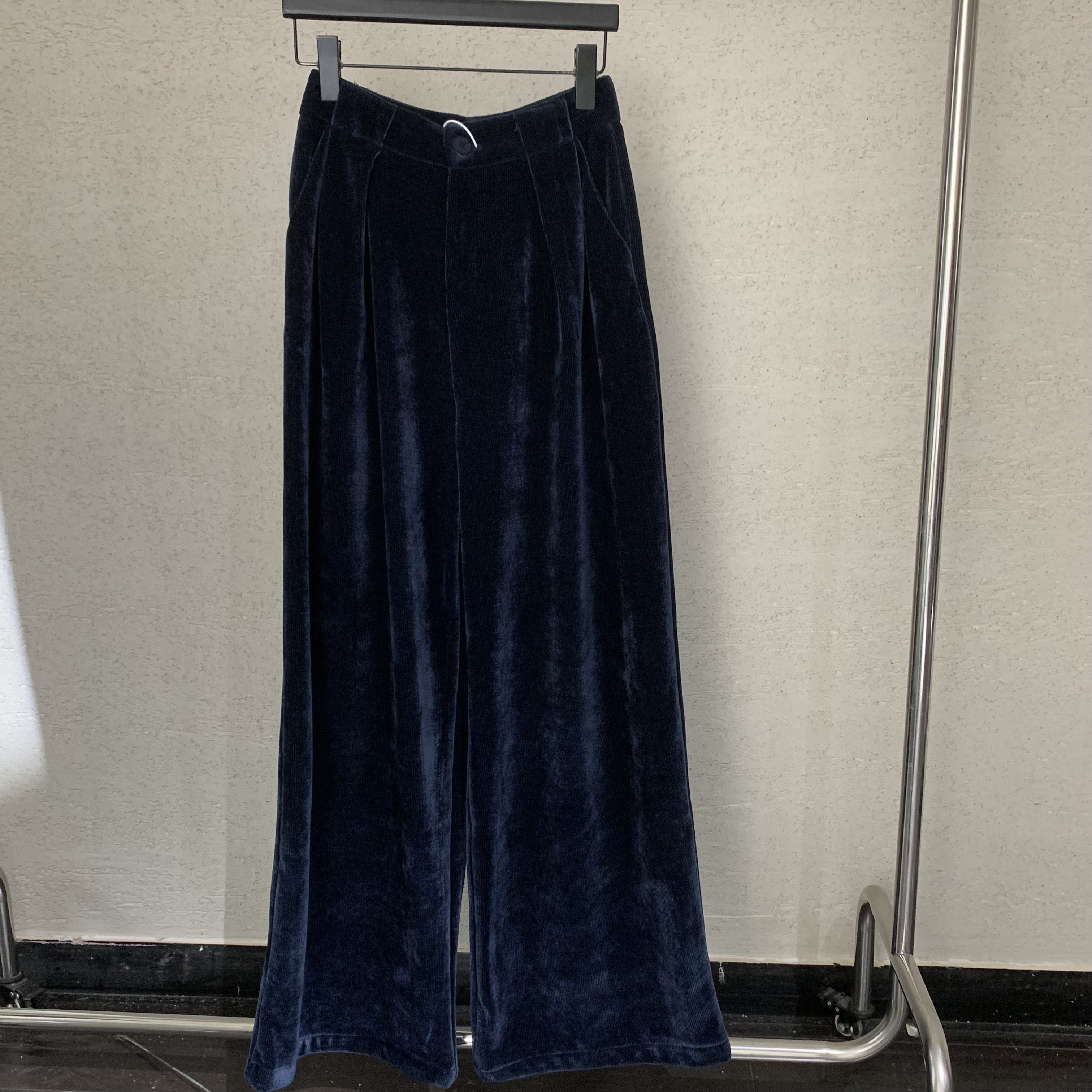 【 雨•美 推荐 】3209蓝色休闲百搭高腰舒适抽绳直筒裤