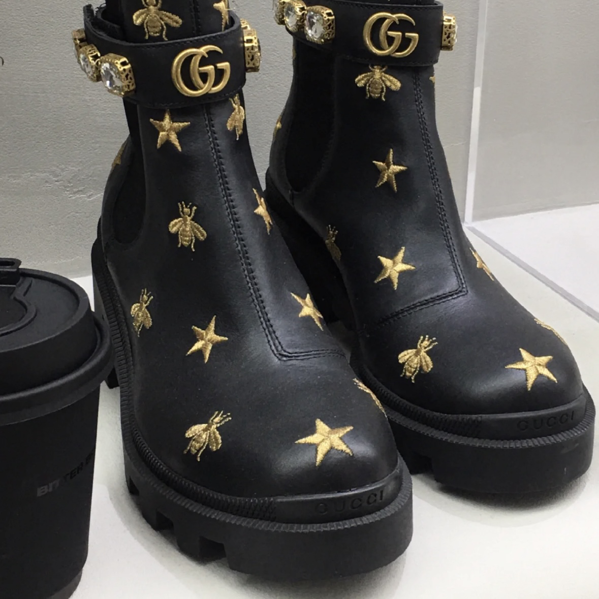 全新未使用 GUCCI/古驰 全新闲置古驰Gucci 金蜜蜂 带钻靴 38 码