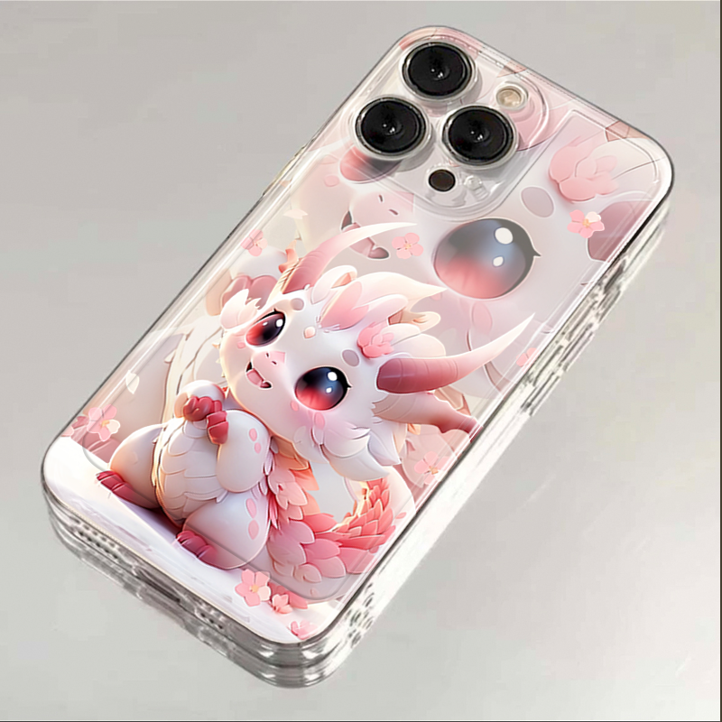 可爱小粉龙苹果15手机壳iphone14promax高级13硅胶12透明11全包XS