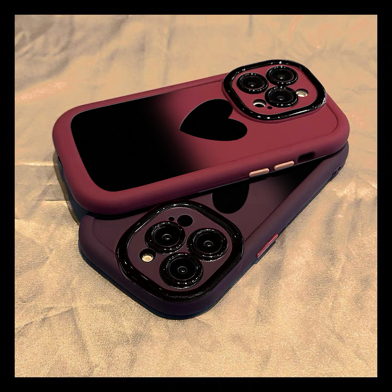 黑色爱心苹果15手机壳iPhone14/13promax新款12pro简约11防摔软壳