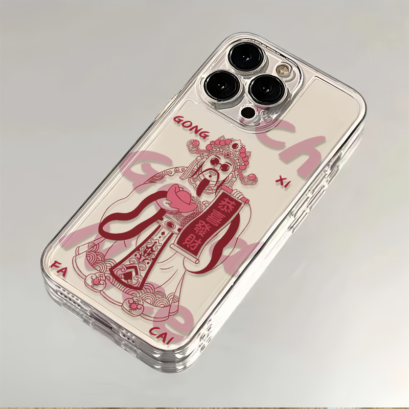 CH财神恭喜发财15promax手机壳iPhone14/卡通/可爱13/12/11透明XR