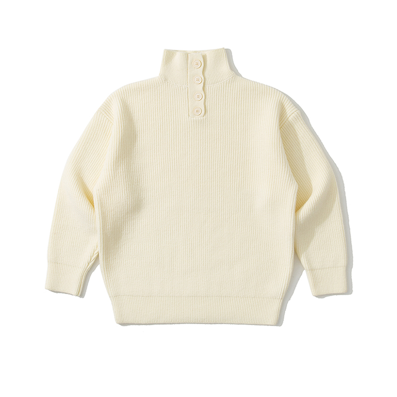 LAZY DAY原创男装搭配日系复古纯色宽松高领毛衣男百搭系扣牛仔裤