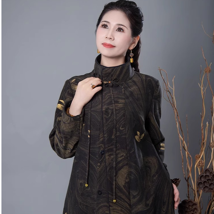 祥安姿服饰L【华服-起舞】立领缎面香云纱华服 G568286-2