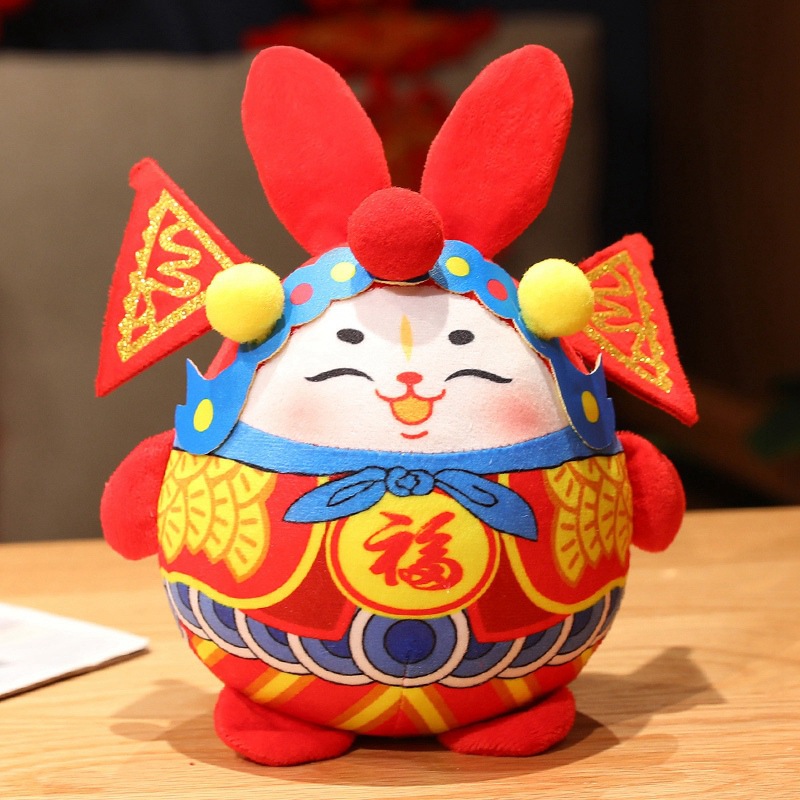 新款国风京剧兔儿爷兔年吉祥物毛绒公仔玩具创意国潮玩偶活动礼品
