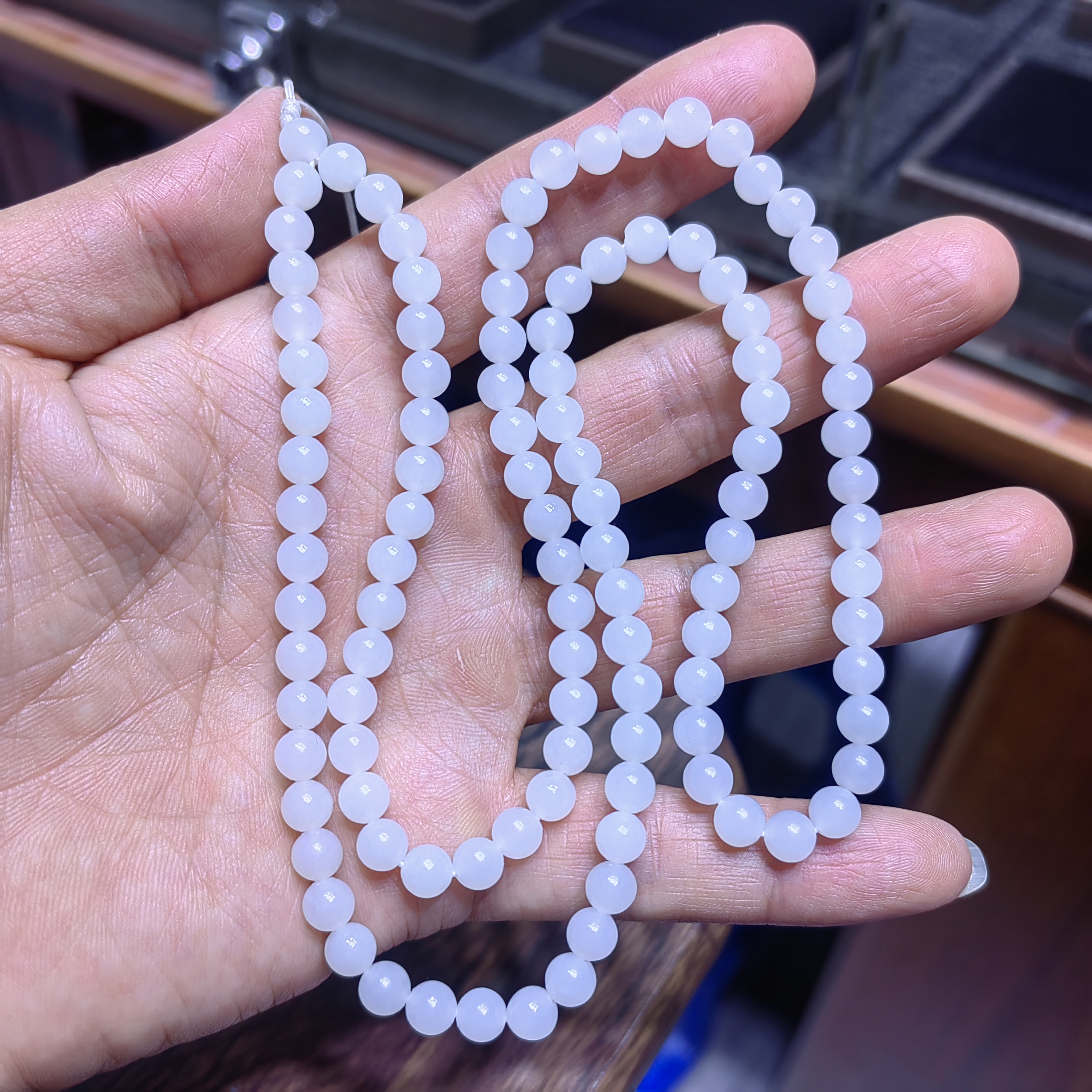 新疆和田玉手链卡6mm108粒