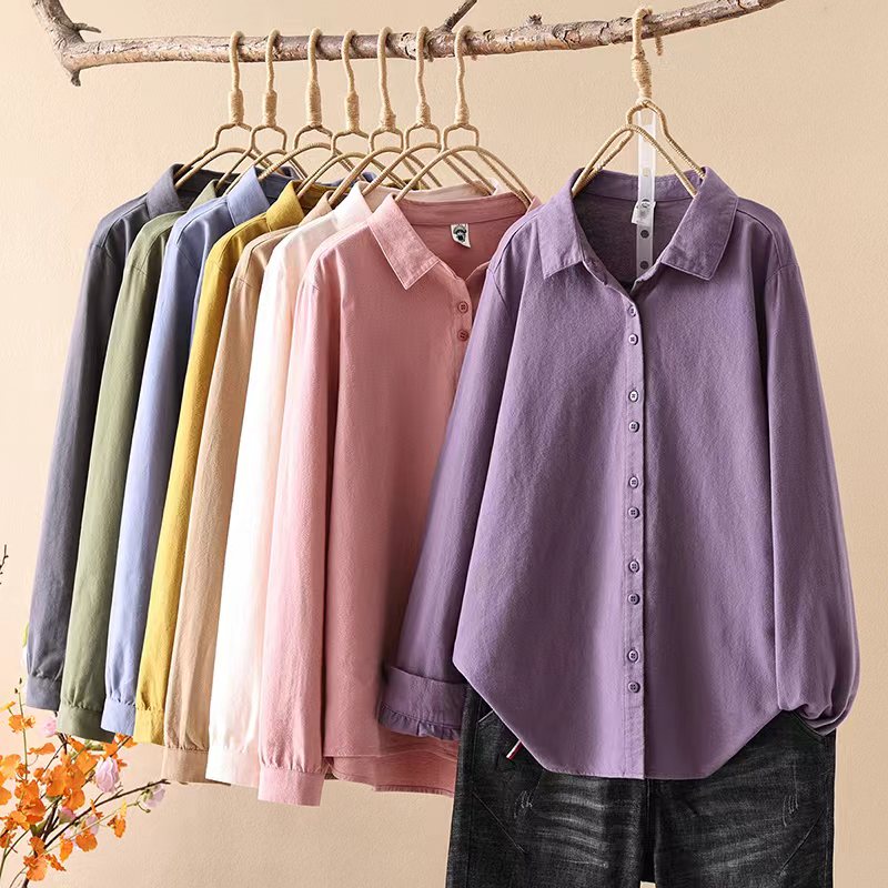 2025春新款磨毛厚款双扣衬衫百搭休闲叠穿上衣女85182