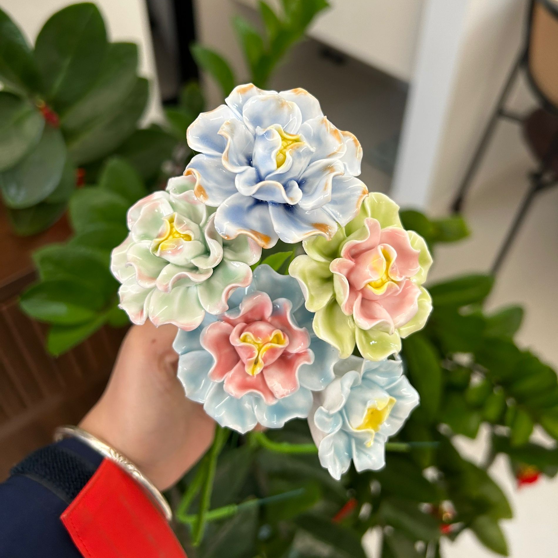 景德镇陶瓷花中型牡丹 3朵起