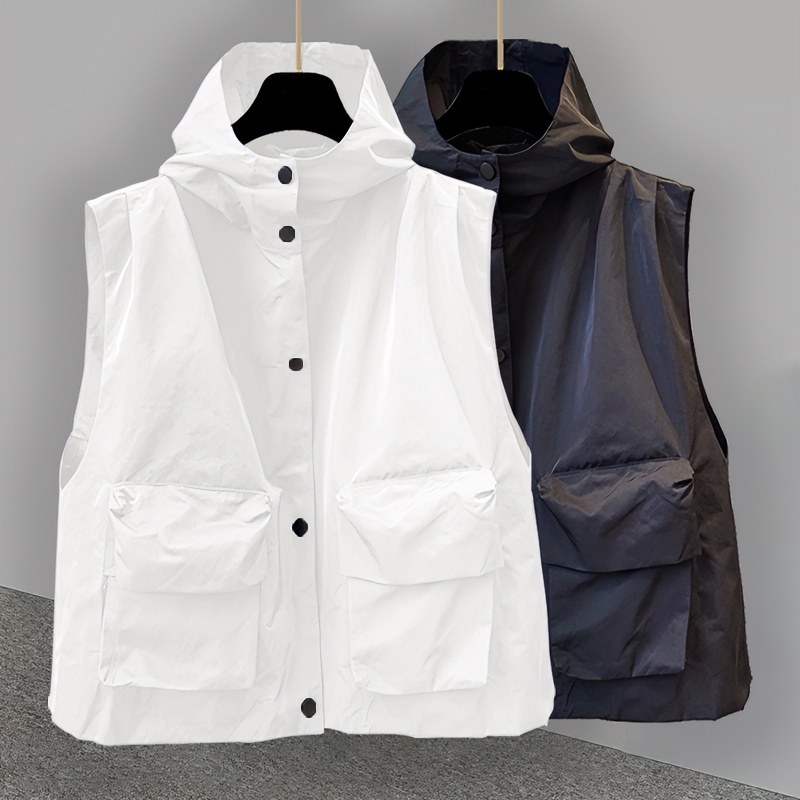 纯色连帽马甲外套男秋冬款ins新款潮流百搭宽松工装休闲男外套