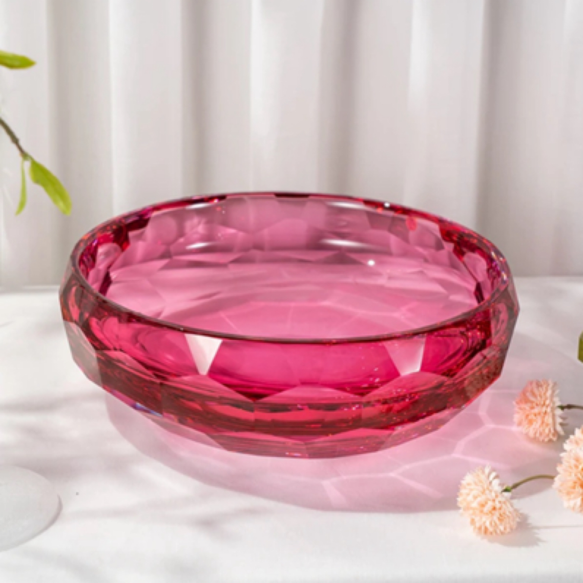 轻奢简约非遗手工切面果盘】水晶琉璃创意个性简约彩色家用时尚