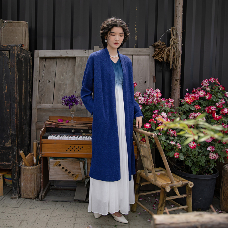 生活在左中长款毛衣开衫2024春夏新品多色百搭气质毛织外套女