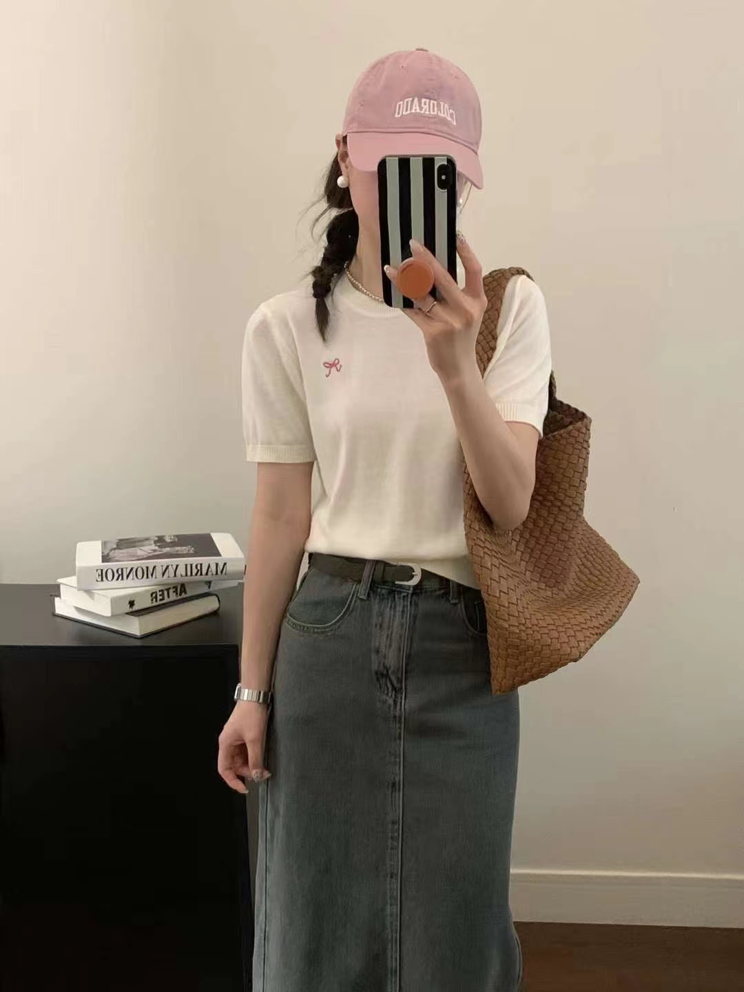 夏季绵羊毛遮肉透气刺绣重工小衫打底衫