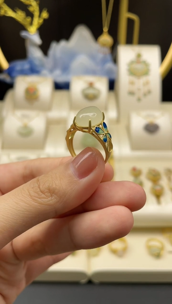 【闪购商品】和田玉戒指银S925镶嵌和田玉戒指