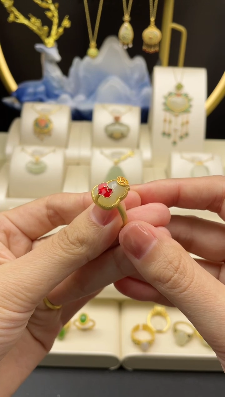 【闪购商品】和田玉戒指银S925镶嵌和田玉戒指