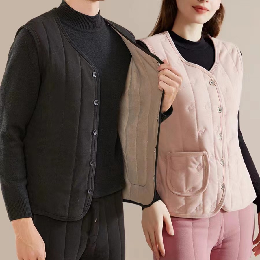 冬季百分百羊毛夹层亲肤保暖防寒加厚马甲（男女款）