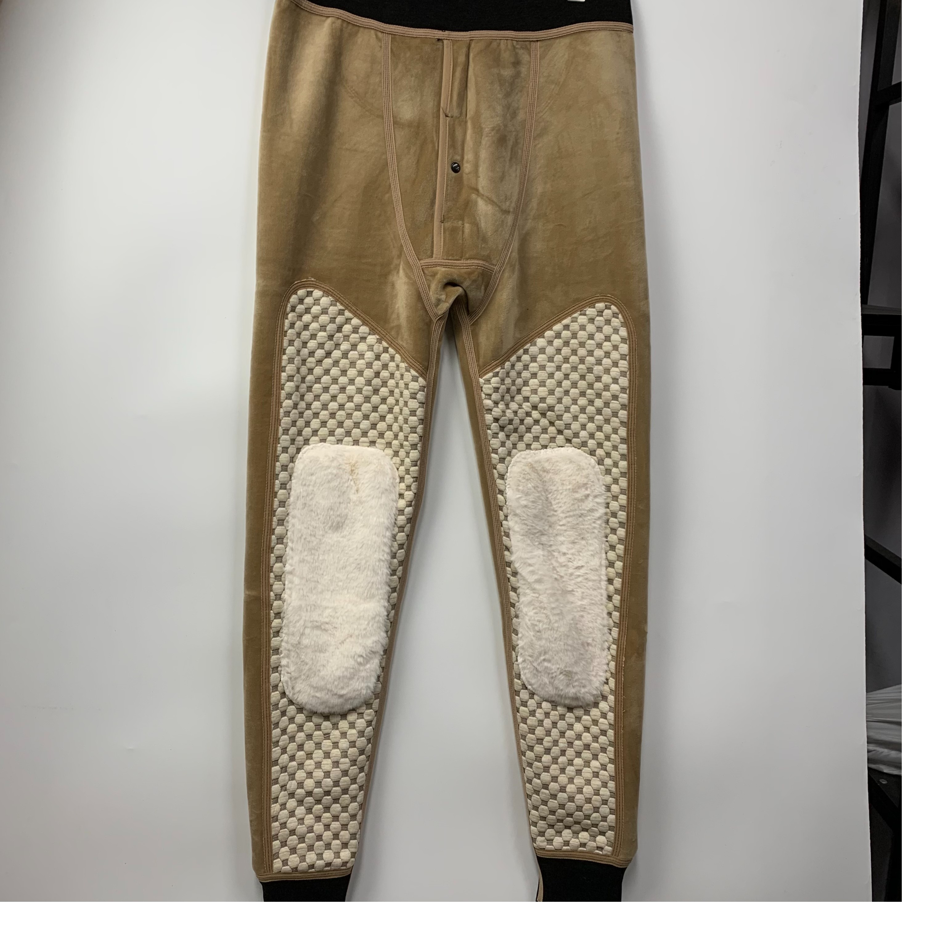 7303男款冬季加绒加厚护膝护腰高腰束口弹力修身保暖裤