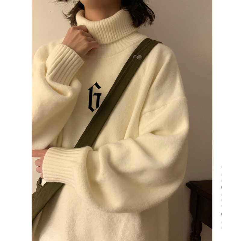 高领毛衣男美式复古重磅冬款高级感慵懒针织衫百搭宽松加厚慵懒风