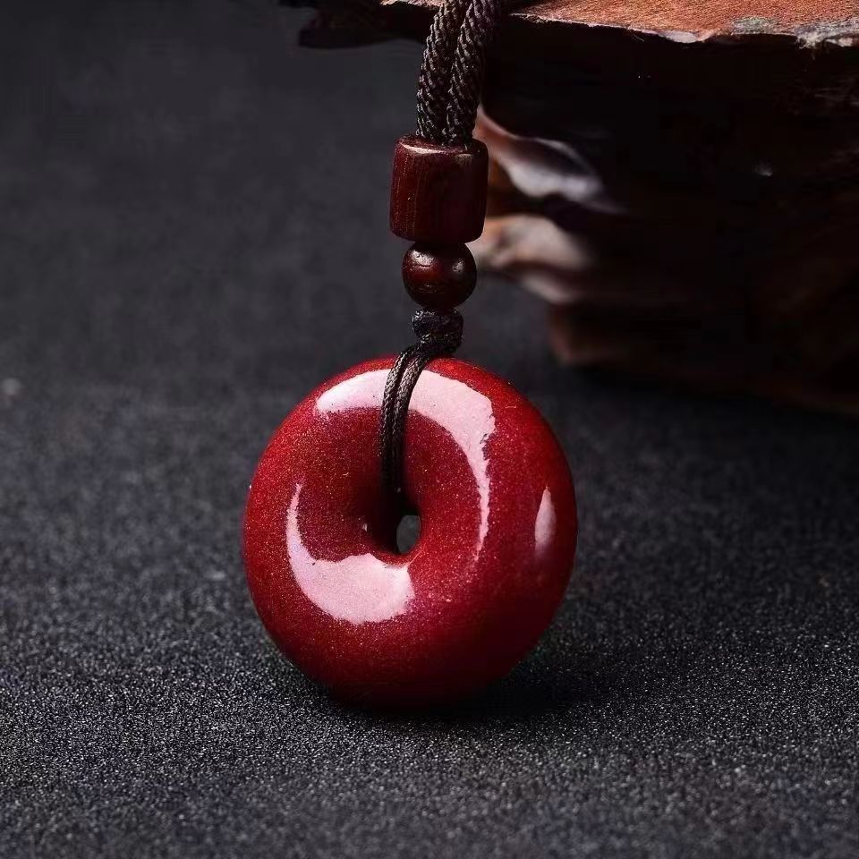 含辰砂工艺品朱砂平安扣时尚百搭男女同款吊坠《正品》