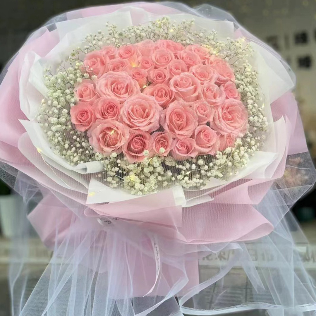 【温柔至极】33朵戴安娜粉玫瑰鲜花送女朋友老婆闺蜜告白约会纪念日情人节惊喜礼物同城配送