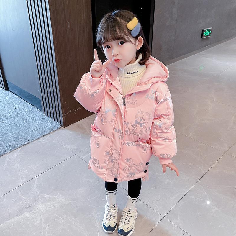 女童服冬装新款洋气女孩中长款加绒免洗衣儿童冬季袄潮