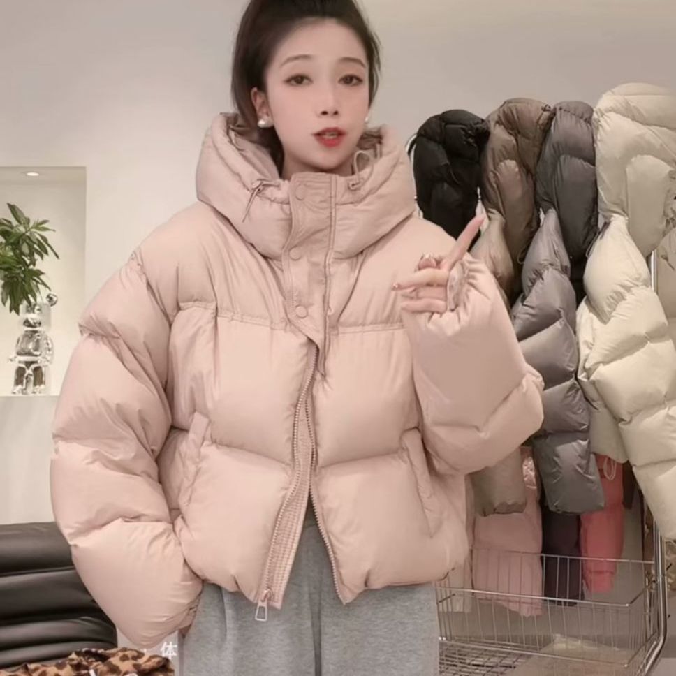 鸭鸭羽绒服女短款2023冬新款韩版小个子高腰加厚面包服时尚外套
