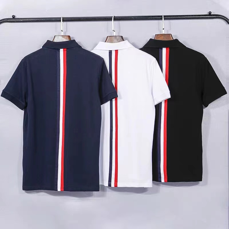 后背宽织带POLO衫翻领短袖时尚男女同款