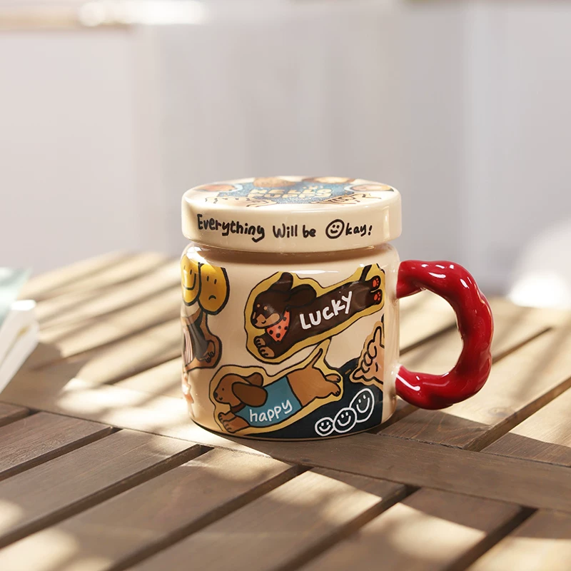 A28陶瓷马克杯带盖快乐动物园系列