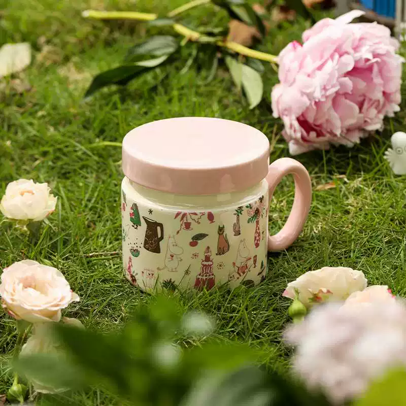 D86粉色派对花茶杯花茶杯盖杯301-400ml