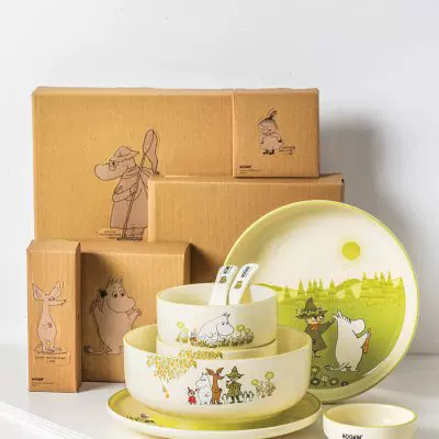 A06明中式餐具组合 家用可爱陶瓷碗盘碟筷勺子套装 乔迁创意礼盒