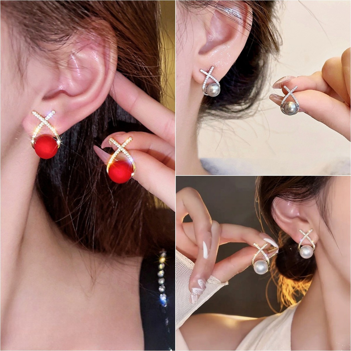 锌合金耳饰 时尚气质精致交叉小鱼素款新年礼物简约设计感8001