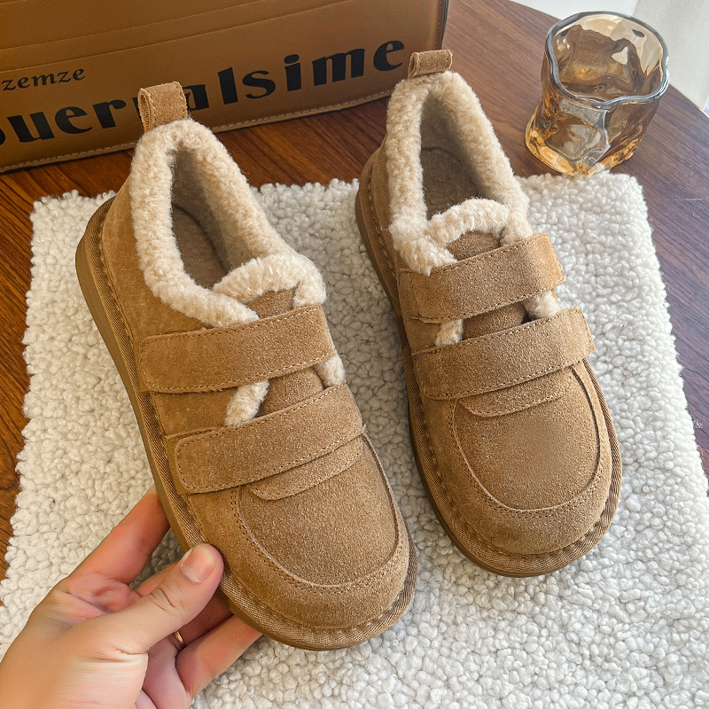 回力瑞加绒勃肯鞋女冬季2023年新款毛毛鞋外穿平底单鞋豆豆鞋棉鞋