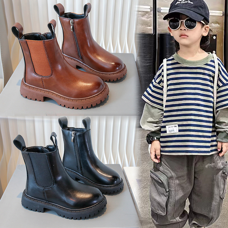 回力瑞儿童靴子男童单靴小男孩机车靴6-12岁防滑底潮款秋冬短靴