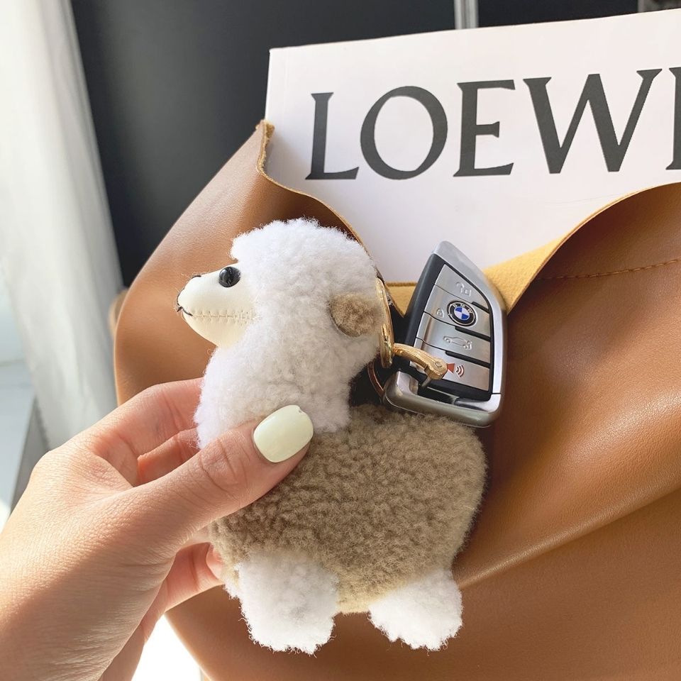 真皮毛羊皮毛一体羊驼小公仔挂件毛绒包包挂件书包挂件毛绒挂件
