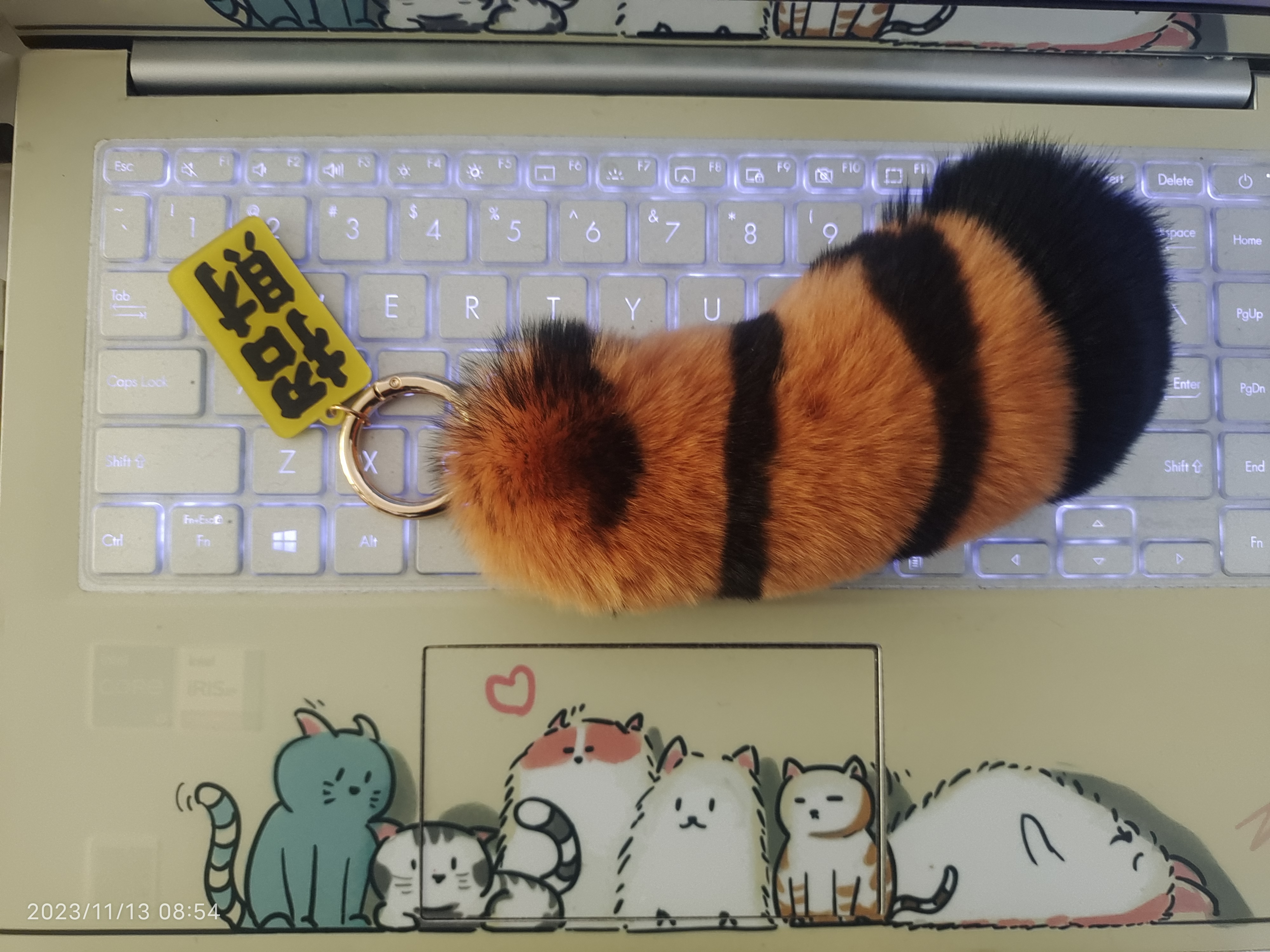 超可爱獭兔皮草老虎尾巴挂件毛绒钥匙扣书包挂件包包挂件毛绒挂件