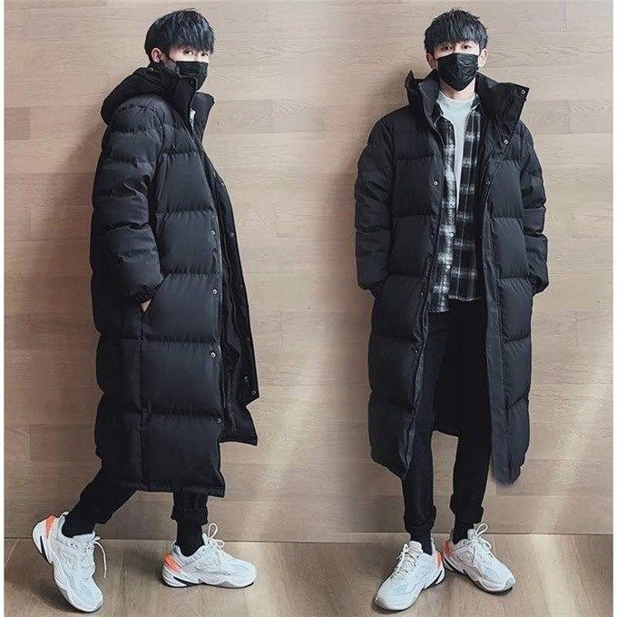 羽绒服男超长款过膝连帽加厚2022冬季新款东大门情侣宽松中戏款