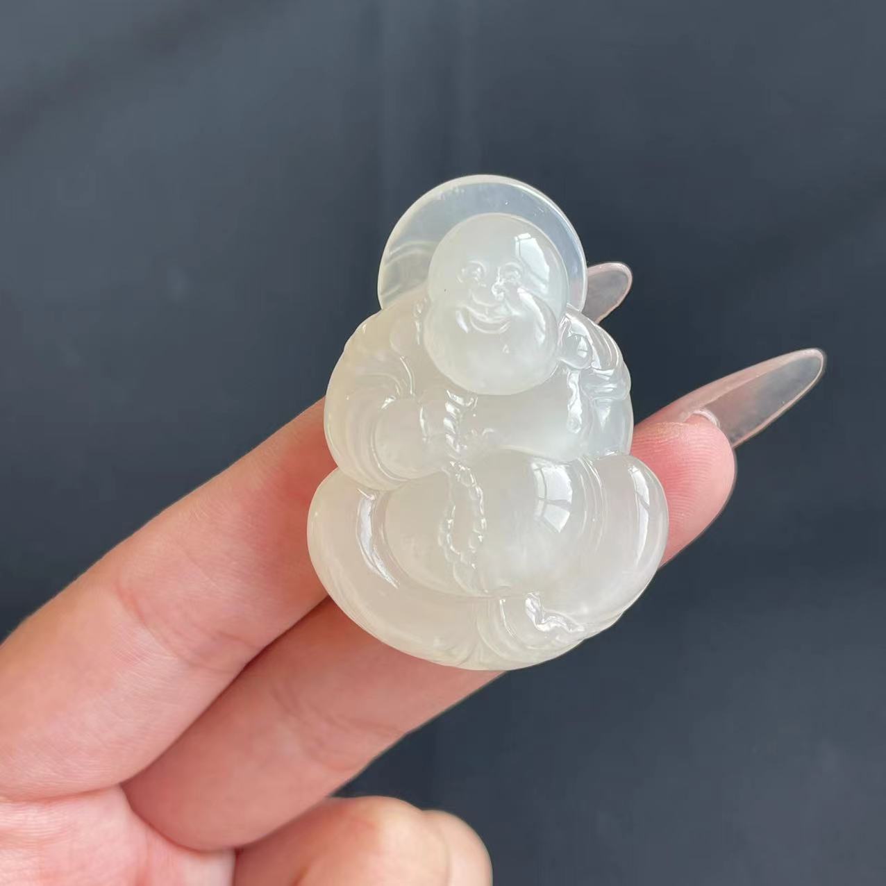 DZ080603 和田玉白冰猫眼佛公