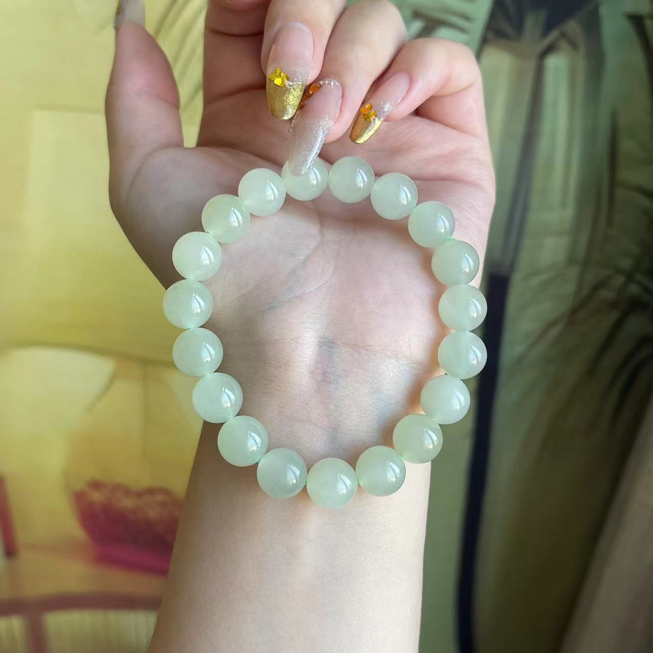 【渠小姐精选】SC0982  和田玉晴水手串卡10mm