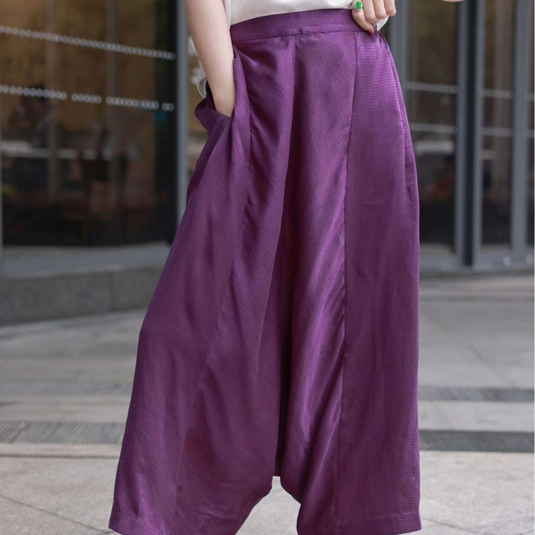 【买坡塘】景衣国风紫色宽松休闲叔叔裤
