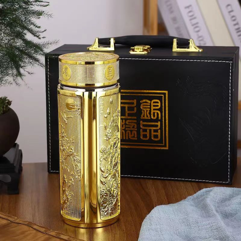 龙凤呈祥银杯高档保温杯抗菌双层礼盒日常送礼自用佳品