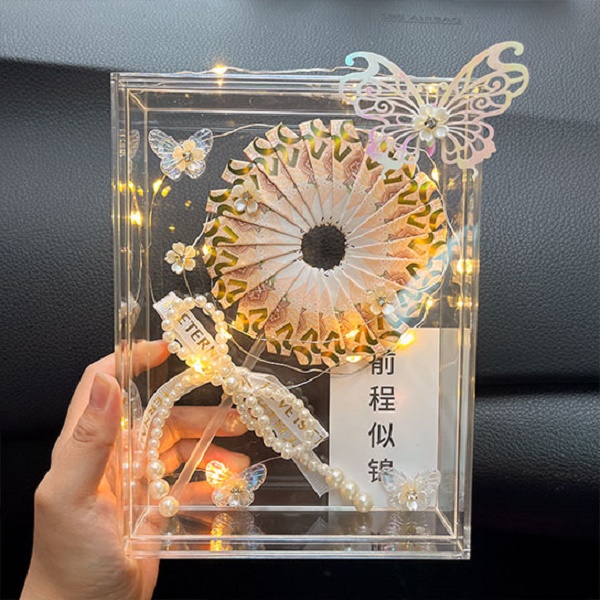 亚克力礼盒diy钱折棒棒糖有钱花送朋友生日节日礼物公主请吃糖