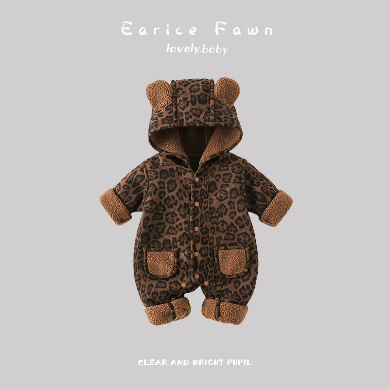 DZ婴儿衣服冬季宝宝超萌连体衣满月百天爬爬服外出加棉加厚棉衣服