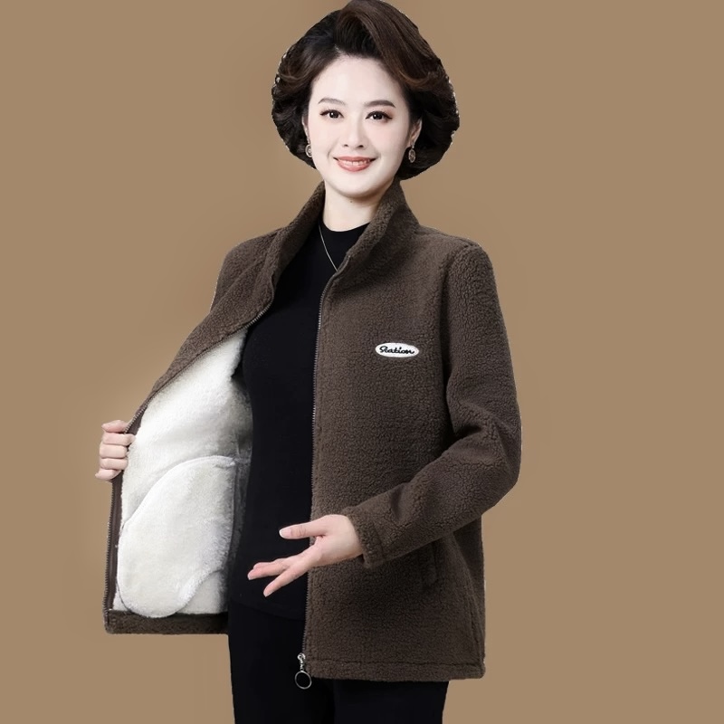 2024冬季（颗粒绒）时尚洋气百大码加绒加厚装休闲冬保暖妈妈