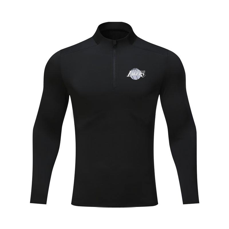 球队高弹速干半拉链长袖 春秋健身篮球训练 运动圆领印花男女