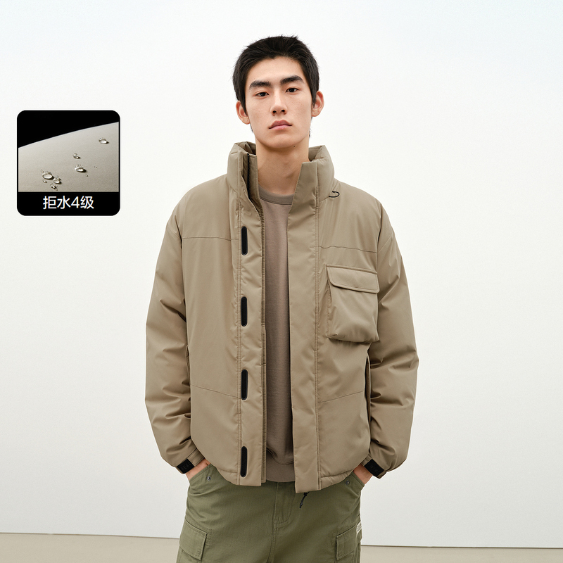 太平鸟男装羽绒服2023年冬季新款立领户外机能面包服BWACD4486