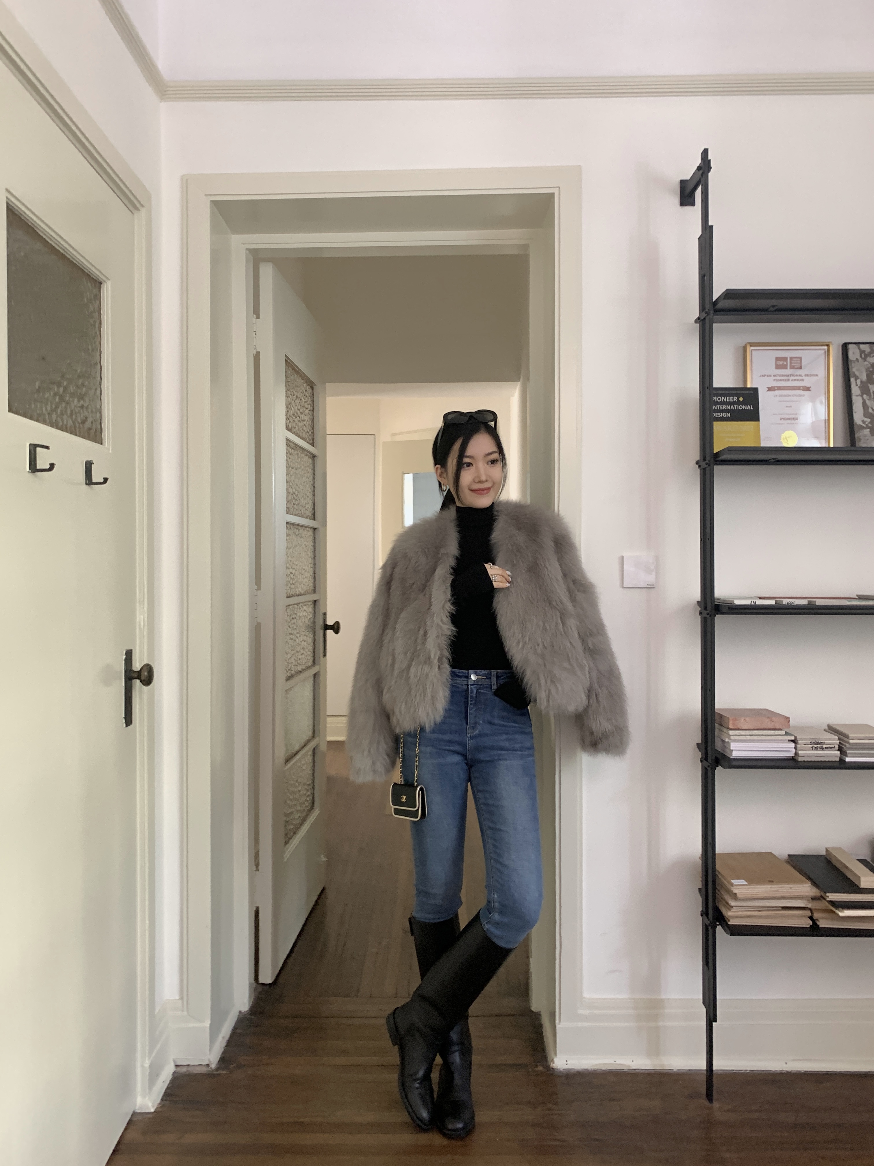 MSBEAST温煦协奏丨芬兰进口年轻款狐狸毛腹毛皮草外套女显瘦V领短