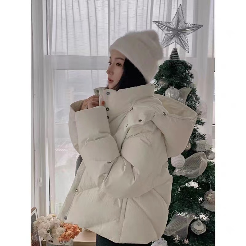 【MZ】2023新款小个子款时尚短款可拆卸帽领面包羽绒服D198