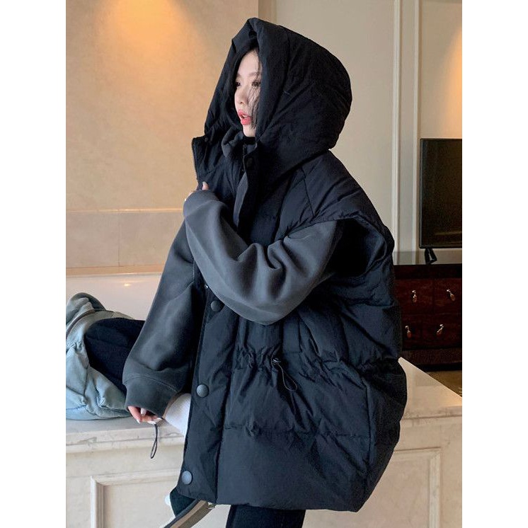 200斤大码胖MM加厚羽绒服马甲女2023秋冬欧货站无袖连帽棉马夹