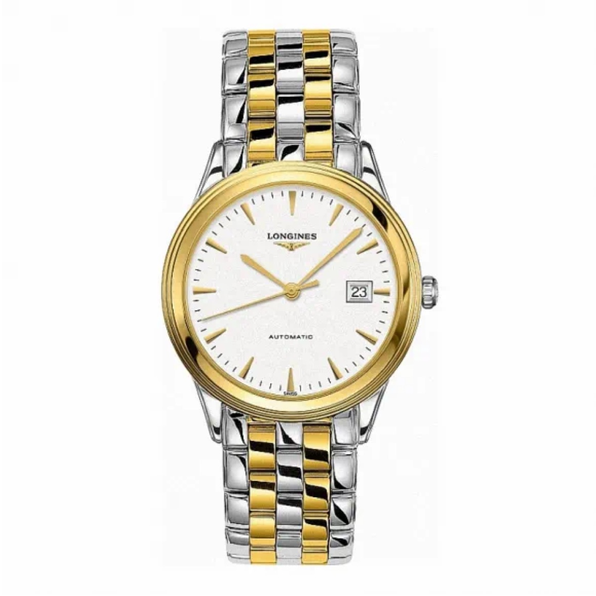 99新 Longines/浪琴 军旗L4.874/38.5表径/白盘镀金/男士自动机械