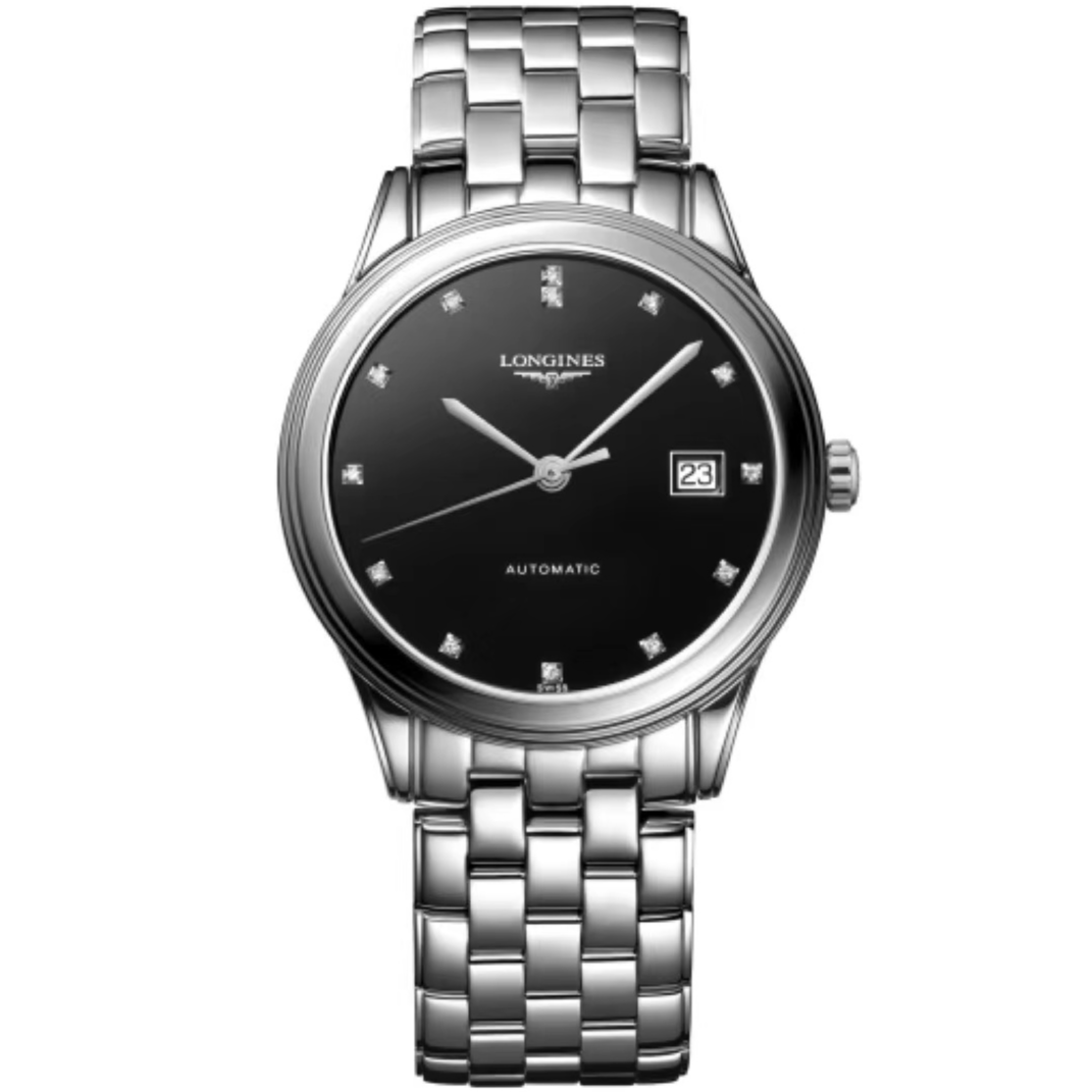 99新 Longines/浪琴 喜物/军旗L4.974/38.5表径/黑盘经典简约男表