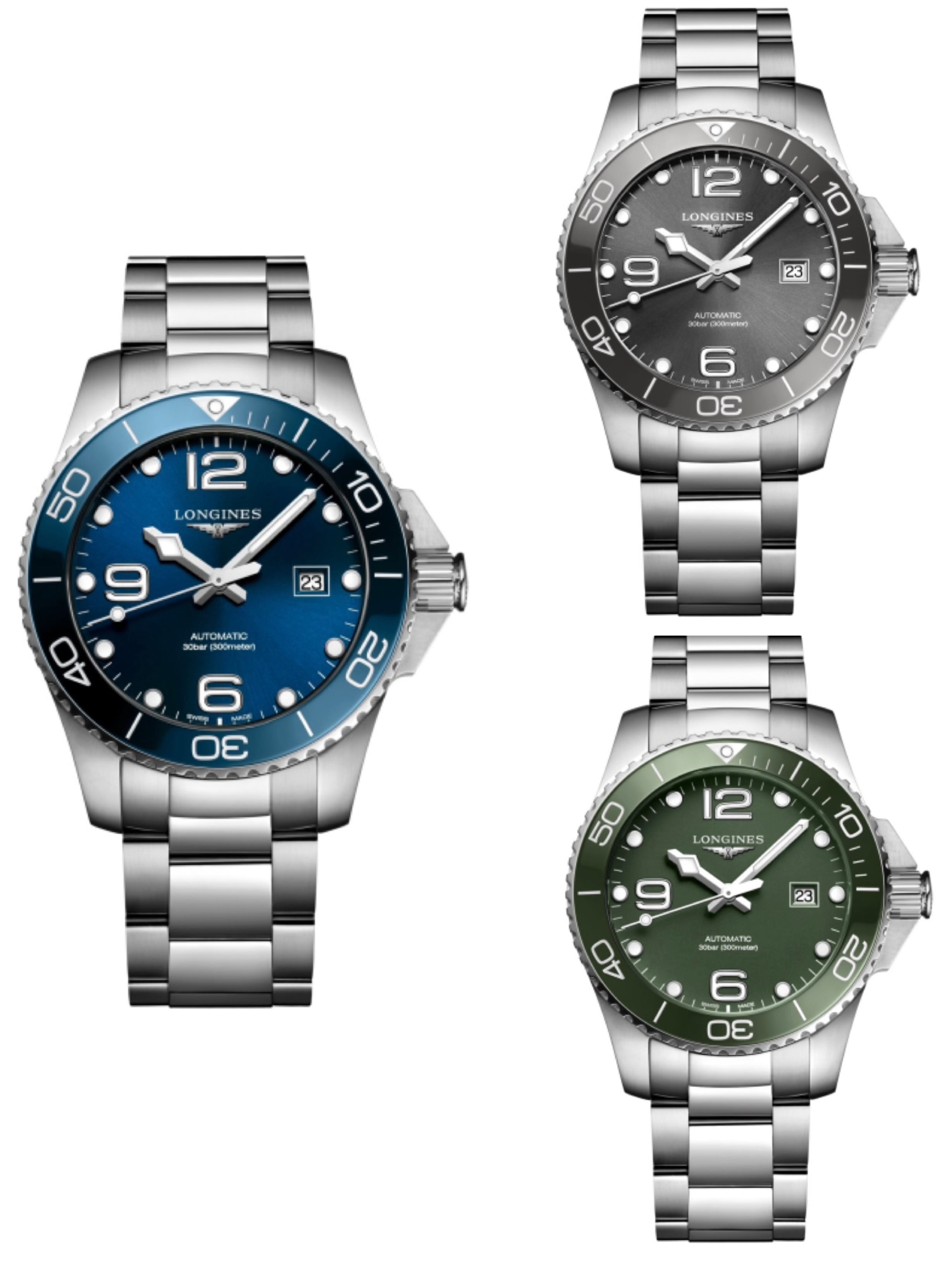 99新 Longines/浪琴 喜物/康卡斯L3.782/781表径43/41蓝灰绿盘